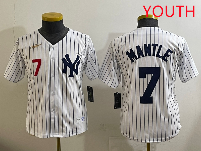 Youth New York Yankees #7 Mantle White 2025 Nike MLB jersey style 6